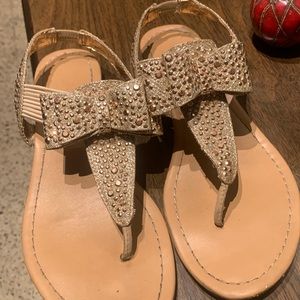 Material Girl rose gold studded bow sandals